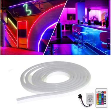 Imagem de Fita Mangueira De Silicone Led Neon RGB 16 Cores 5M 12V Com Controle R