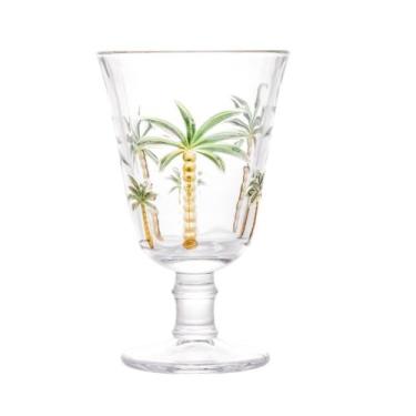 Imagem de Jogo 10 Taças de Cristal Palm Hand Tree Coqueiro Transparente para Águ