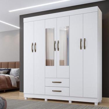 Imagem de Roupeiro Copacabana Branco 6 Portas Com Espelho Benetil Móveis - BENET