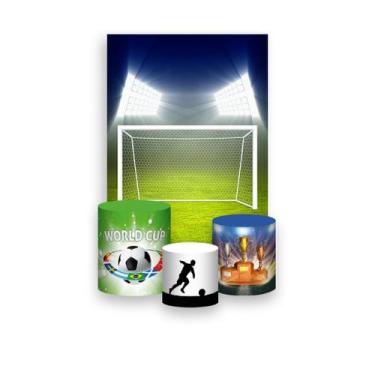 Imagem de Painel De Festa Vertical 1,50 x 2,20 + Trio De Capas Cilindro - Futebo