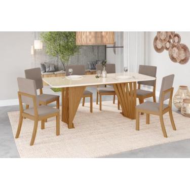 Imagem de Mesa de Jantar Adriana 200 C. Vidro 6 Cad. Milla Amendoa - Henn - LM D