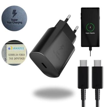 Imagem de Carregador Fonte Turbo 45w Para Samsung Com Cabo Super Fast Preto - Pr