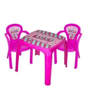 Imagem de Mesa Infantil Com 2 Cadeiras Para Brincar - Usual Utilidades, Love