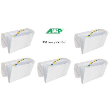 Imagem de Pasta Sanfonada Plastica A4 12 Div. Cristal Kit c/5 Pcs ACP