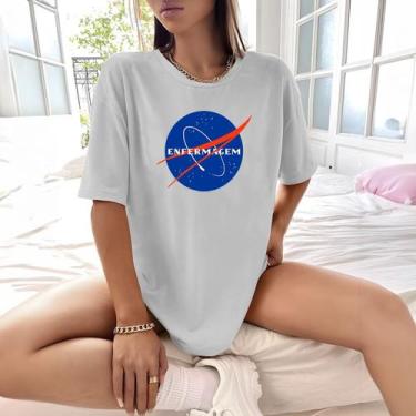 Imagem de Camisa Camiseta Feminina Estampada Nasa Enfermagem 100% Algodão Fio 30