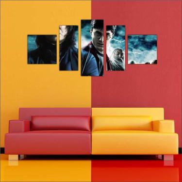 Imagem de Quadro Decorativo Harry Potter Decoração Salas Quartos Mosaico 5 Peças