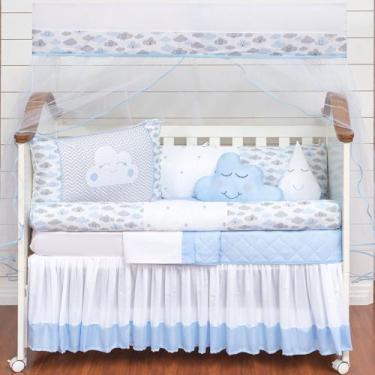 Imagem de Kit enxoval de berço com lençol de algodão 12 peças nuvem rolo - Bruce