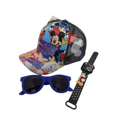 Imagem de Boné 1 Relogio Digital Infantil Mickey + E Oculos De Sol - Dinka
