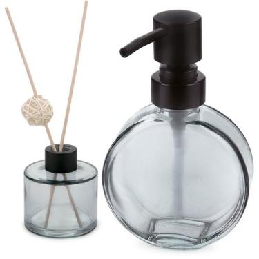 Imagem de Jogo de Dispenser e Recipiente Aromas Vidro Grey - VD20147 - Mimo Styl