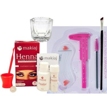 Imagem de Kit designer sobrancelha profissional completo henna makiaj paquimetro