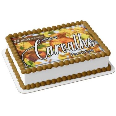 Imagem de Papel De Arroz P/ Bolo 38 Anos De Casados Bodas De Carvalho - Genérico