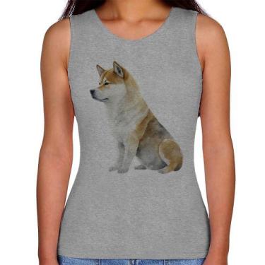Imagem de Regata Feminina Cachorro Shiba Inu - Foca na Moda, Cinza, P