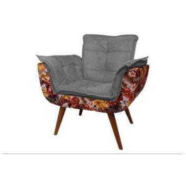Imagem de Poltrona Opalla Floral 01 Lugar Cinza - Casa Renovo