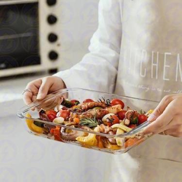 Imagem de 3 Travessa de Vidro 2,2L Média Frutas Saladeira Retangular Servir - Ca