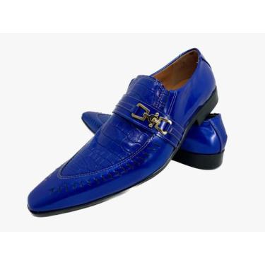 Imagem de Sapato Masculino Italiano Em Couro Social Azul Croco Ref: D731 - ART S