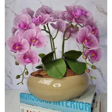 Imagem de Arranjo Com 4 Orquídeas Violeta Vaso Fendi 28cm - FLORESCER DECOR