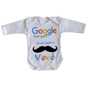 Imagem de body nenê criança roupa bebê manga longa Google Vovô - Empório Dutra, 