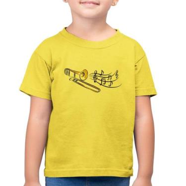 Imagem de Camiseta Algodão Infantil Trombone Notas Musicais - Foca na Moda, Amar
