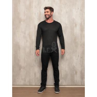 Imagem de Sueter Masculino Canelado Blusa de Frio Tricot - LEX, GG, Preto