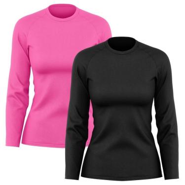 Imagem de Kit 2 Camisetas Manga Longa Poliamida Feminina Proteção Solar UV-Feminino