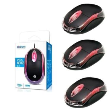 Imagem de Kit com 4 unidades de mouses ópticos preto com led - EXBOM