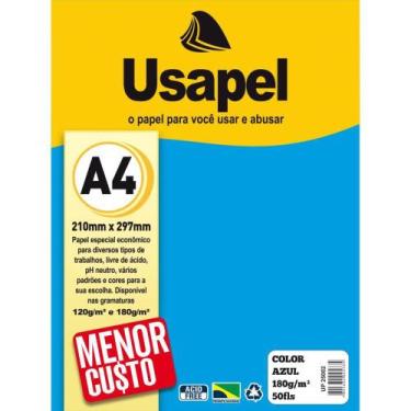 Imagem de Papel A4 Color Usapel Azul 180G - Pacote com 50 Folhas - Filiperson