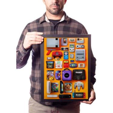 Imagem de Poster Moldurado Retro Game Arte Consoles antigos Quadro - Fanarte