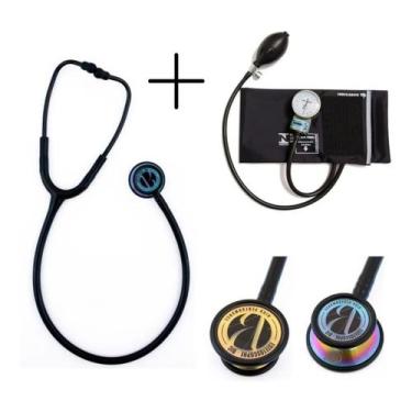 Imagem de Kit Esfigmomanômetro Pamed + Estetoscópio Eternity Luxo Bic,  Blac Rib
