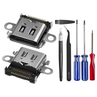 Imagem de Senpinkboo 2 Pack for Nintendo Switch Lite Charging Port Replacement, USB Type-C Charger Socket Connector for NS Lite HDH-001 with Repair Tool Kit