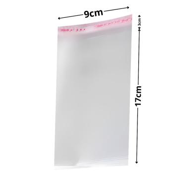 Imagem de Saco Adesivado Plástico Transparente 9x17+3cm 100 Unidades