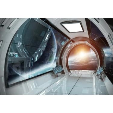 Imagem de AOFOTO Fundo interior de nave espacial de 3 x 2 m cenários de fotografia de ficção científica futurista cabine cabine sessão de fotos adereços de estúdio astronomia universo galáxia estação espacial sideral vinil papel de parede