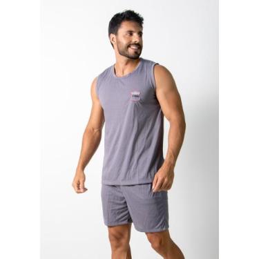 Imagem de Pijama Masculino Basico Regata Liso Adulto Rlc Modas, Cinza, M