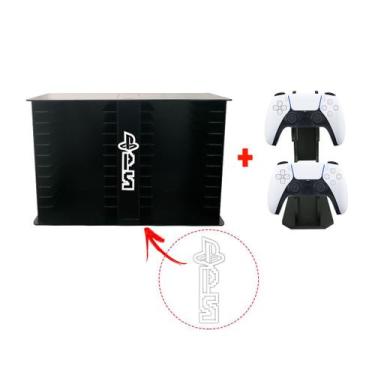Imagem de Porta 22 Jogos Físico + Porta Controle PS Gamer Laser Mdf Madeira Pint