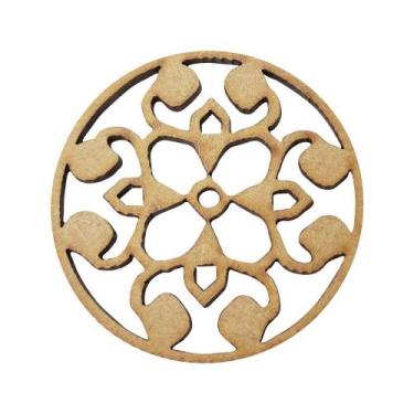 Imagem de Aplique Mandala Modelo 25 5cm Mdf Madeira Cru - ATACADÃO DO ARTESANATO