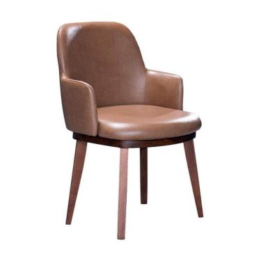 Imagem de Cadeira De Jantar Estofada Com Pés Madeira Multimóveis Cr50093 Caramelo Caramelo