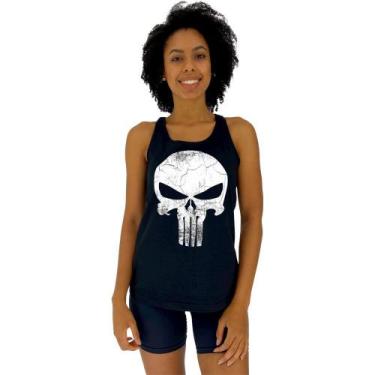 Imagem de Regata Feminina Recorte Nadador MXD Conceito Caveira Punisher, Preto, 