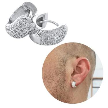 Imagem de 1 brinco prata cravejada banhada larga Neymar moda zircônia - Morganit