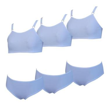 Imagem de Kit 3 Conjunto Sutiã e Calcinha Menina Infantil Algodão - OPTE, M, Bra