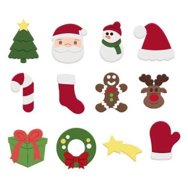 Imagem de Kit 12 cortadores Natal Noel Árvore Alce Guirlanda 6cm - DOCE IMPRESSO