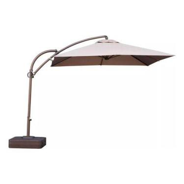 Imagem de Ombrelone Lateral Guarda-sol Quadrado 270x270cm Com Base, Marrom-claro