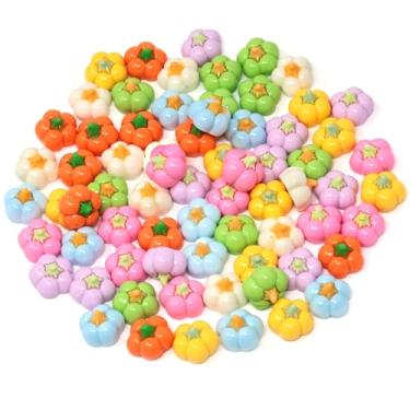 Imagem de Honbay 70 peças de pingentes de resina de abóbora de outono lindos pingentes coloridos de geleca de abóbora tema de outono, enfeites de resina, dia das bruxas, cabochão de resina, acessórios de
