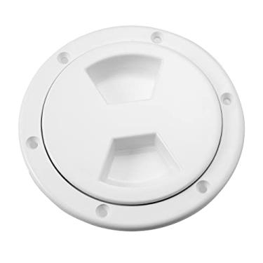 Imagem de X AUTOHAUX Placa de convés de inspeção de barco de 10 cm, escotilha de inspeção marítima redonda placa de convés com tampa removível à prova d'água para instalações ao ar livre, branca