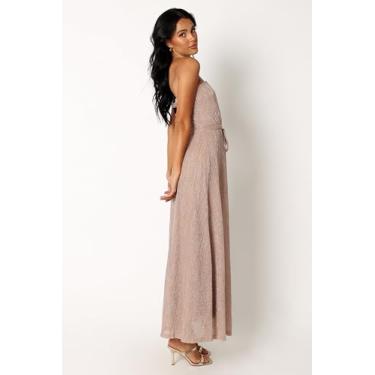 Imagem de Petal & Pup Vestido longo feminino Farley sem alças, Listra de ouro rosa, P