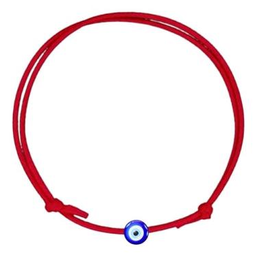 Imagem de Pulseira Vermelha Com Medalha Olho Grego Infantil Bebê Recém Nascido Proteção Amuleto Sorte Cetim 0-6 meses