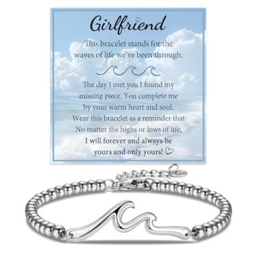 Imagem de ACOGVN Pulseira de onda para mulheres, Natal, aniversário, dia das mães, dia dos namorados, aniversário, cesta de Páscoa, presentes para mãe, avó, esposa, namorada, amiga, 7, Aço inoxidável, Sem Pedra