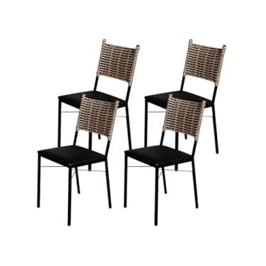Imagem de Kit 4 Cadeiras Para Cozinha Preta Ratan Cappuccino Elegance (Preto)