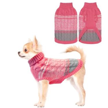 Imagem de Mihachi Suéteres para cães pequenos e médios para meninas e meninos, camisa macia e quente, casaco de cachorro para clima frio, pulôver de malha com gola rolê, roupas de cachorro com orifício para