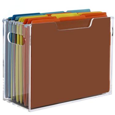 Imagem de DINGHUO Organizador de pasta de arquivos de acrílico, caixa organizadora de arquivos pendurada, suporte de arquivo com alças para tamanho carta/A4, caixa de arquivo transparente, armazenamento de