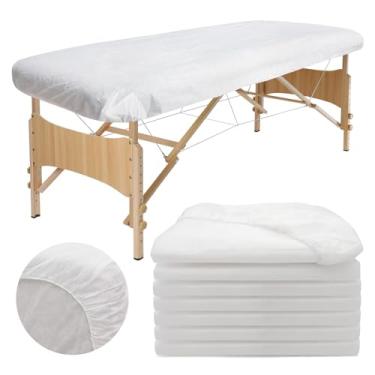 Imagem de Lençóis de mesa de massagem descartáveis espessos de 40 peças, capa de cama descartável elástica resistente, lençol de elástico respirável descartável para spa branco tecido não tecido 91 x 203 cm