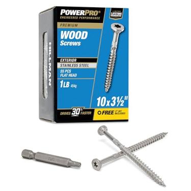 Imagem de Power Pro Parafusos de madeira 48624, nº 25 x 8 cm, parafusos marítimos inoxidáveis premium, resistente à ferrugem, aço inoxidável, caixa de 56 peças